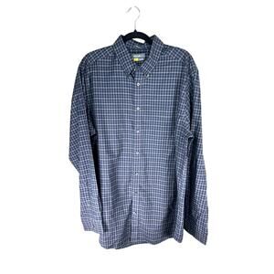 Eddie Bauer Men’s TL Relaxed Fit Plaid Button Front Shirt Blue Gray Cotton Blend